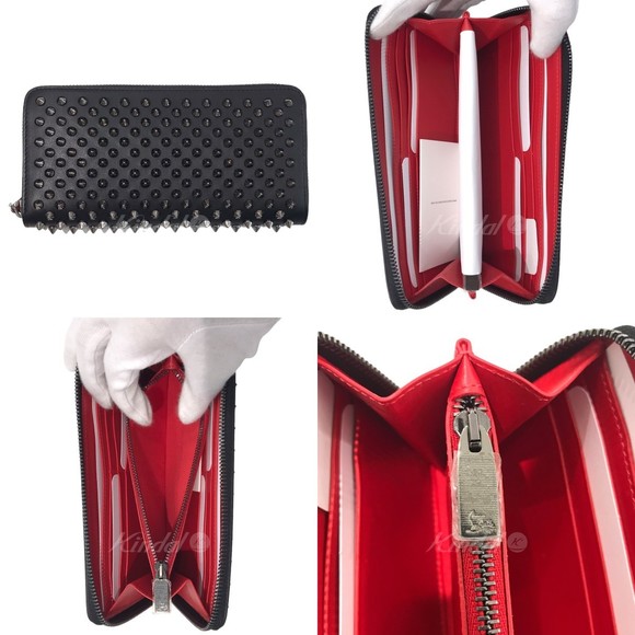 Christian Louboutin W Panettone Wallet Nv Calfp Spike Studs Black - Picture 2 of 7